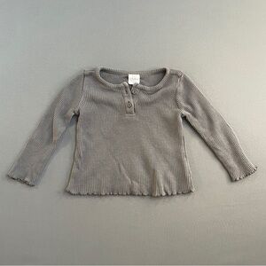 GAP Kids Gray Ribbed Long Sleeve Tee